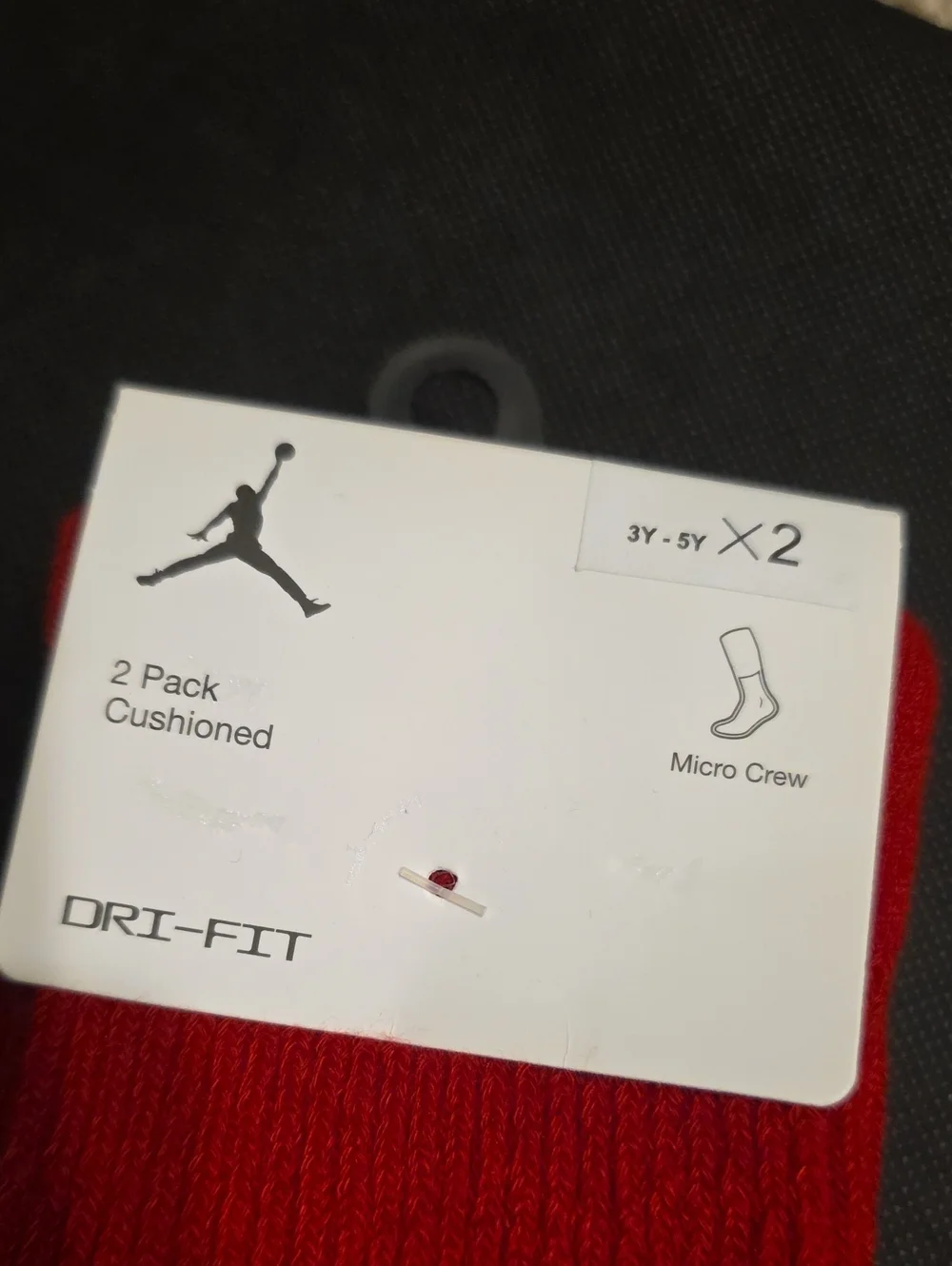 Nike Jordan Cushioned Crew Socks with Red & Black Embroidery - 2 Pack